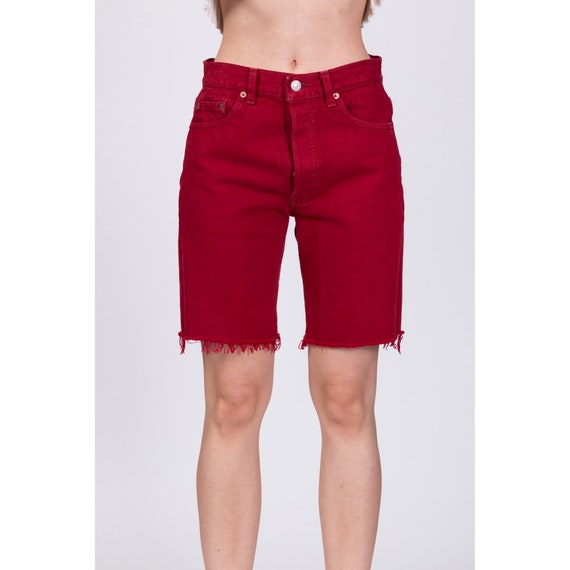 Small Vintage Levis 501 Red Cut Off Jean Shorts 2… - image 3