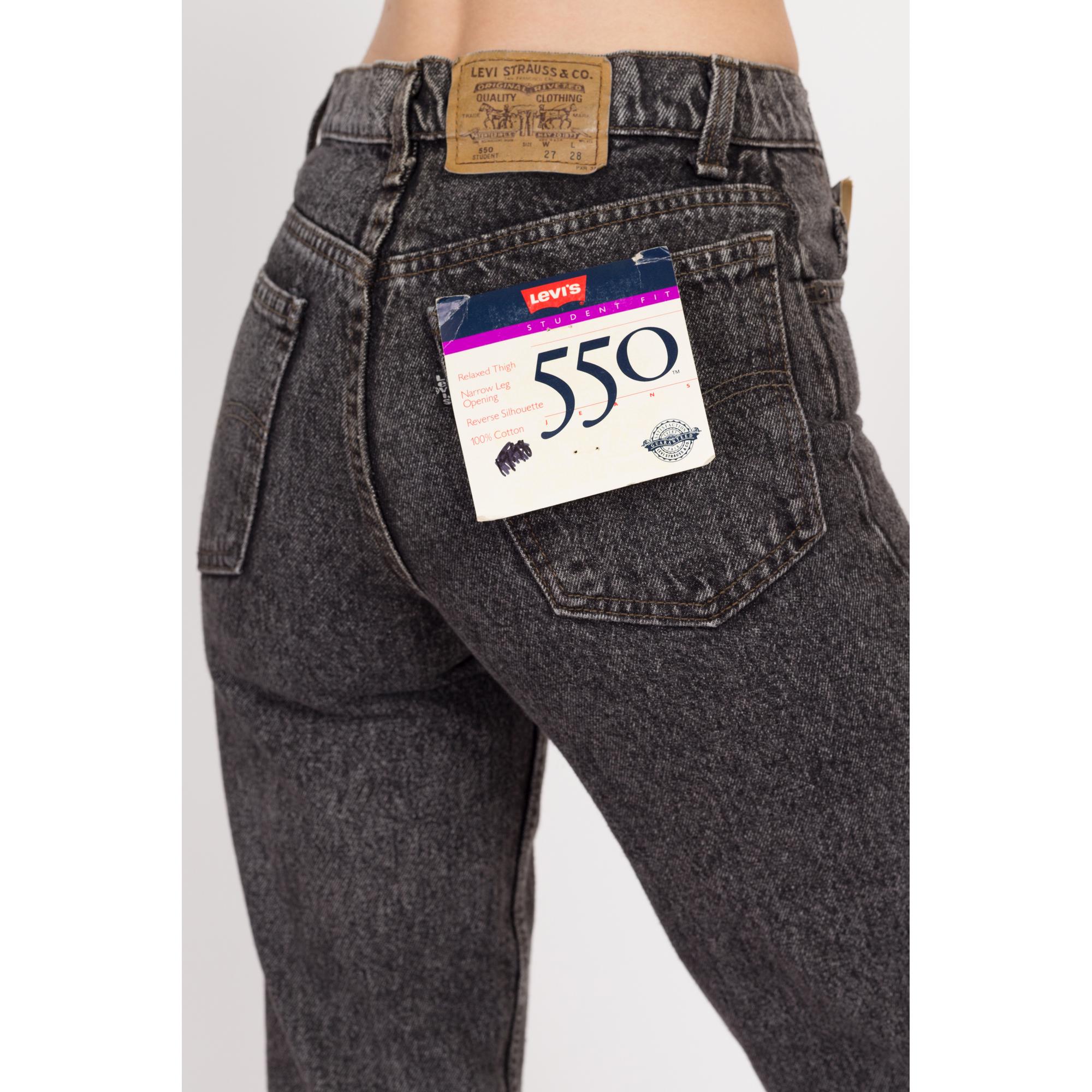 90s Levi's 550 Black Acid Wash Jeans, Deadstock - XXS | Vintage