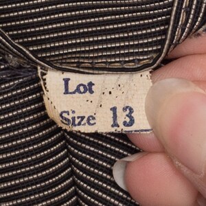 Small 1940s Black & White Striped Peplum Secretary Dress Vintage 40s Cuffed Short Sleeve Midi Dress image 7