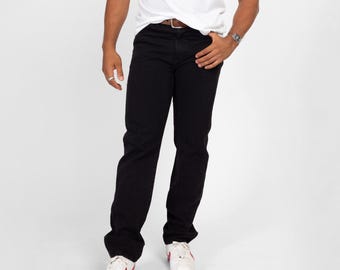 Jean droit noir années 90 34 x 34 | Jean vintage pour homme en denim pour papa
