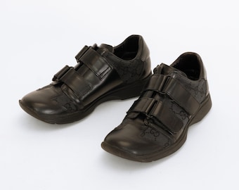 2000s Gucci Tom Ford Era GG Canvas Sneakers | Black Leather Y2K