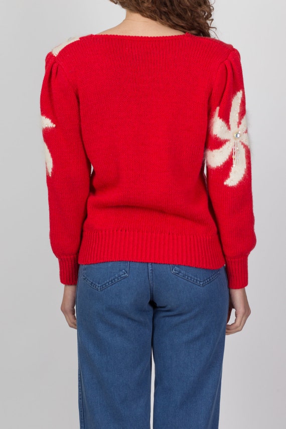 Medium 80s Red & White Pinwheel Angora Sweater | … - image 5