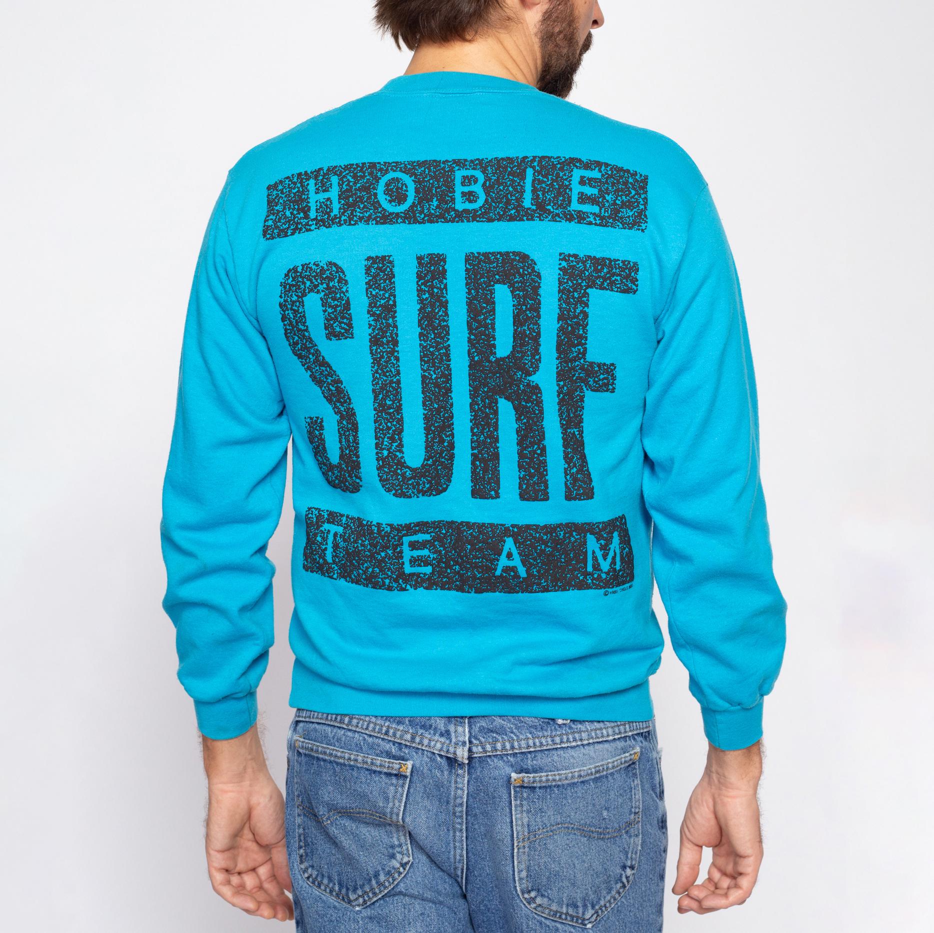 Sweat Vintage Années 80-90 Hobie – Col Rond, Style Rugby, Couleur Moyen – Taille M, Neuf étiqueté