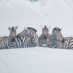 Medium 80s Zebra Graphic T Shirt Men's Vintage White Animal Wildlife Print Tee image 5