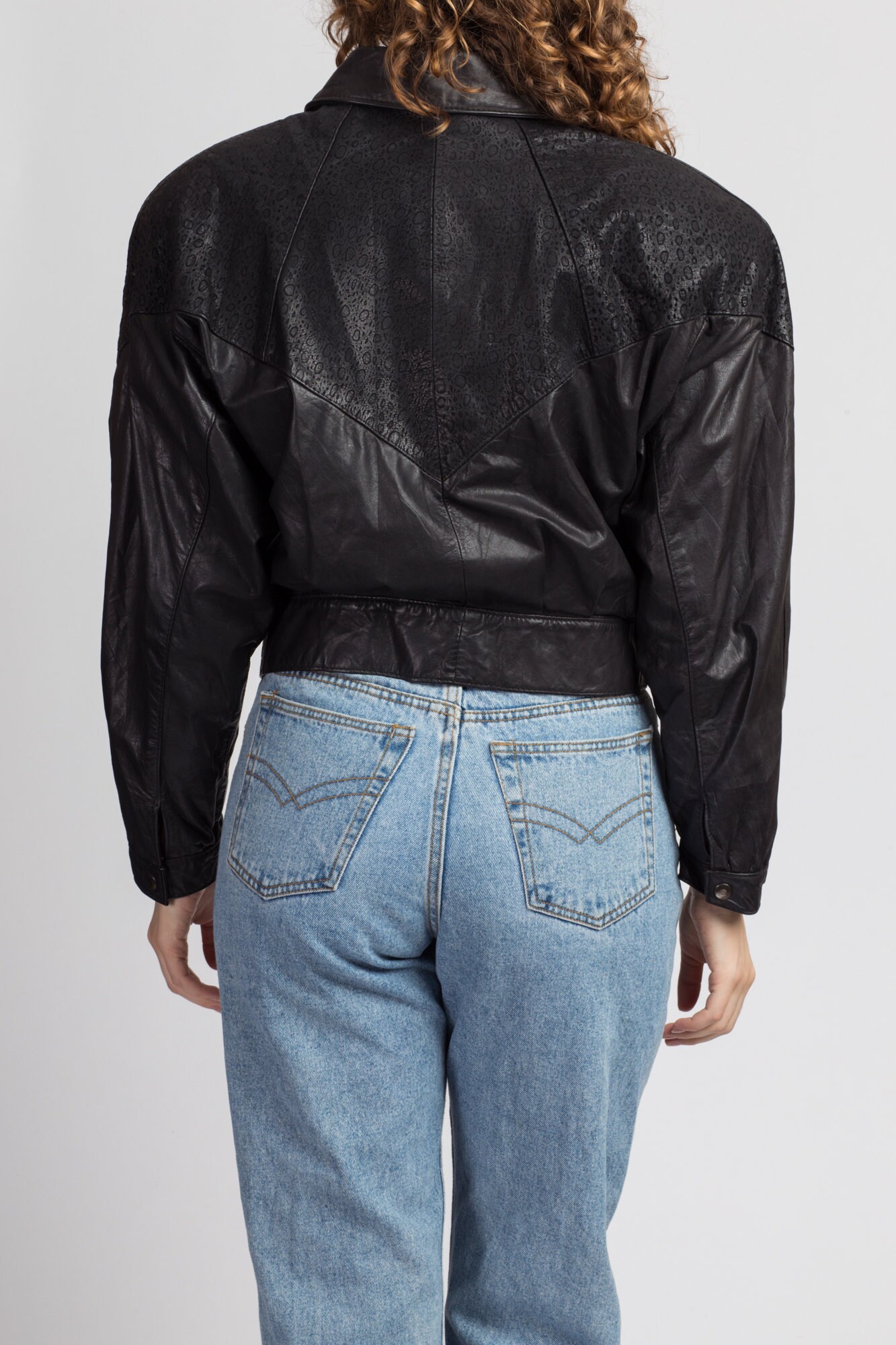 80s Gino Di Giorgio Cropped Leather Jacket Medium Vintage | Etsy