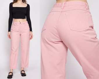 90s Blush Pink High Waisted Jeans Petite Medium, 28.5" | Vintage Newport News Pastel Denim Tapered Leg Mom Jeans