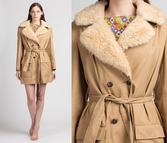 Shearling store trim coat