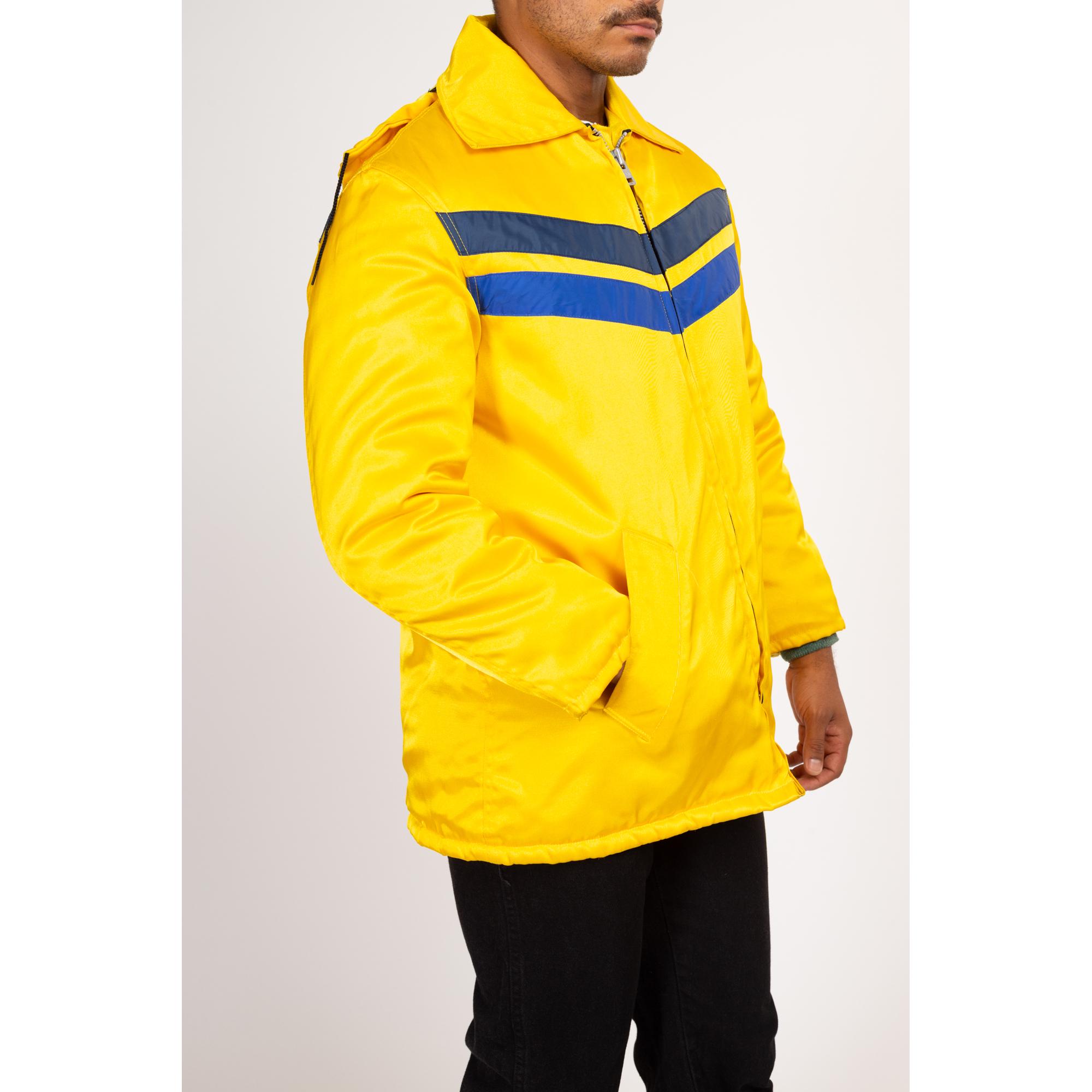 Medium 70s Yellow Fireman Jacket | Vintage Insulated Zip up Puffy