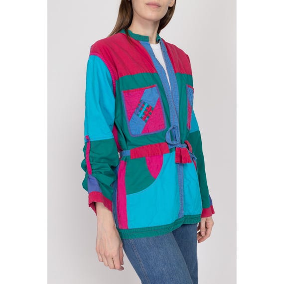 80s Nepalese Reversible Color Block Jacket - Larg… - image 5
