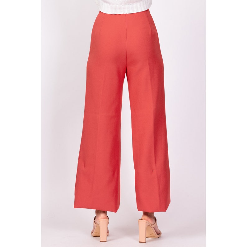 70s Salmon Pink High Waisted Flared Pants Extra Small, 23.5 Vintage Retro Flares Hippie Trousers image 5