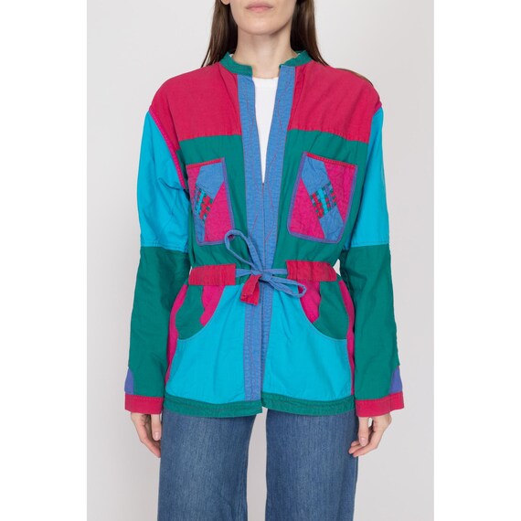 80s Nepalese Reversible Color Block Jacket - Larg… - image 3
