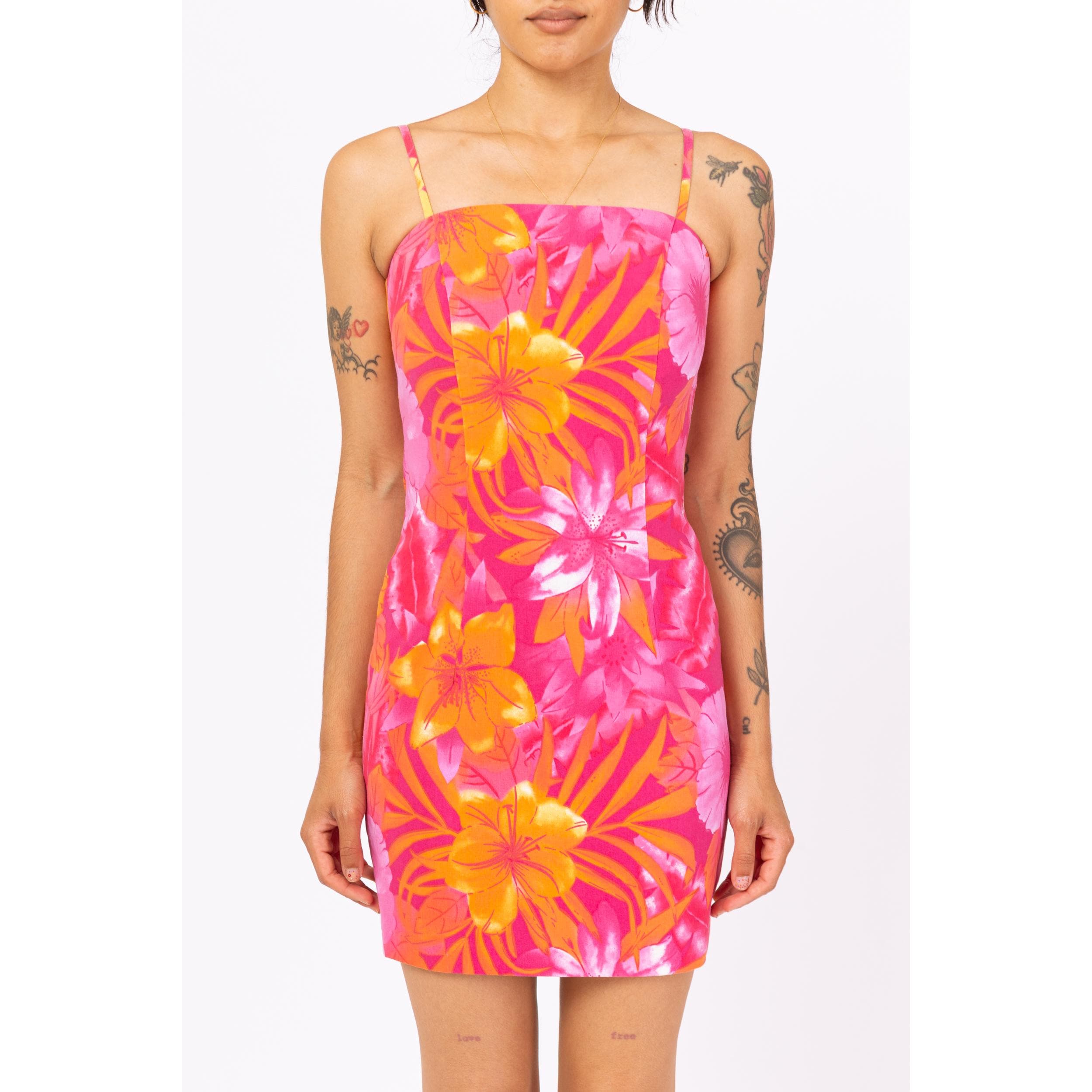 pink orange mini dress Naya Orange Floral Print Mini Dress - US 12