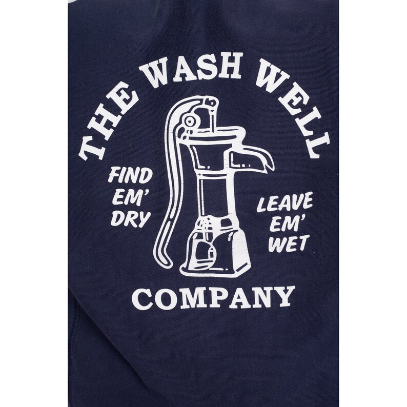 Medium Champion Reverse Weave The Wash Well Company Sweatshirt Y2K Navy Blue Funny Graphic Crewneck image 7