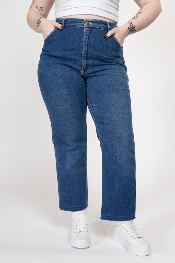 Med-lrg 80s Lee Riders High Waisted Dark Wash Curvy Jeans 30