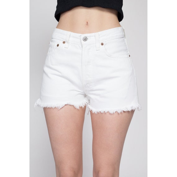 XS-Sm Vintage Levis 501 White High Waisted Jean S… - image 2