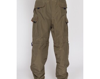 Medium 90s Olive Green Zip off Windbreaker Pants | Vintage Water