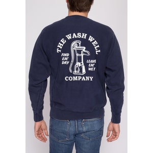 Medium Champion Reverse Weave The Wash Well Company Sweatshirt Y2K Navy Blue Funny Graphic Crewneck image 6