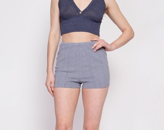 Small 70s Blue High Waisted Hot Pants | Vintage Sportswear Retro Athletic Booty Shorts