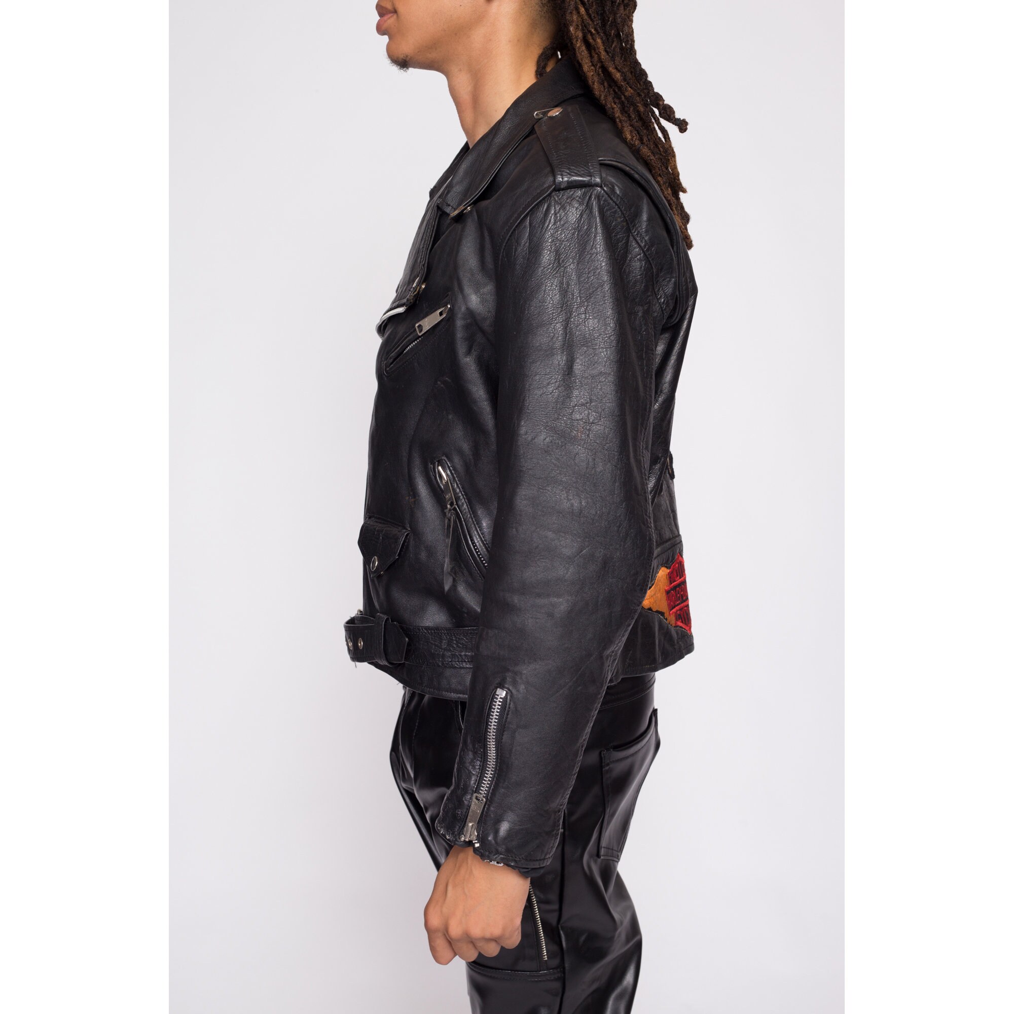 XXL 80s Harley-Davidson ライダースジャケット 牛革 80s HARLEY-DAVIDSON ダブルライダース レザージャケット 牛革