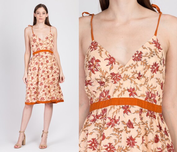 70s Fabindia Boho Floral Batik Sundress - Small |