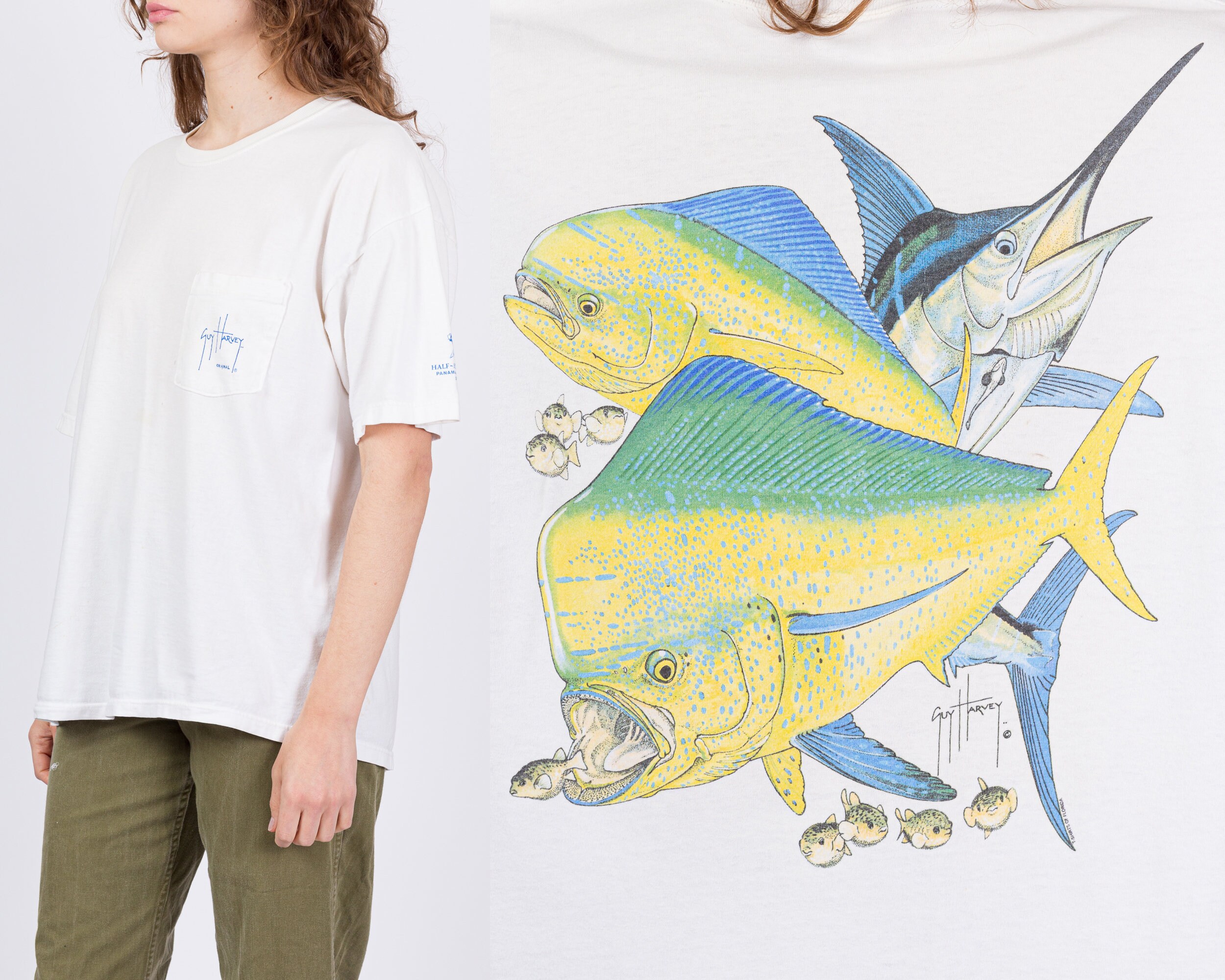 オイルペイント USA製 90s OLD guy harvey シイラ フィッシュ