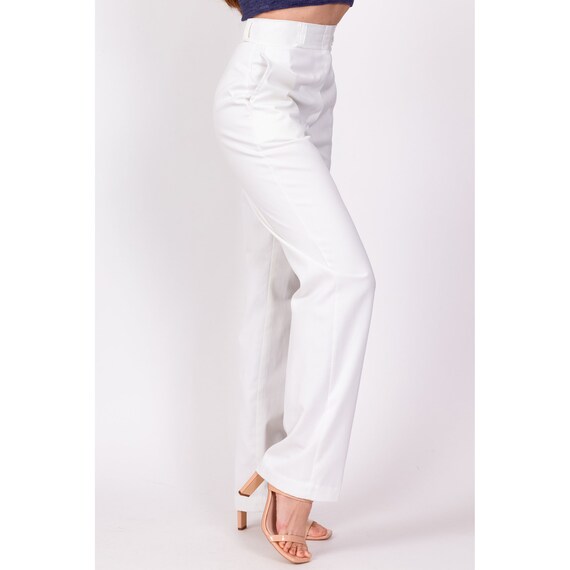 70s White High Waisted Trousers Extra Small, 23.7… - image 3