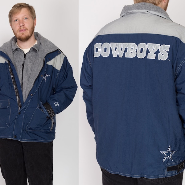 2X 90s Dallas Cowboys Champion Jacket | Vintage NFL Football Zip Up Windbreaker Winter Coat