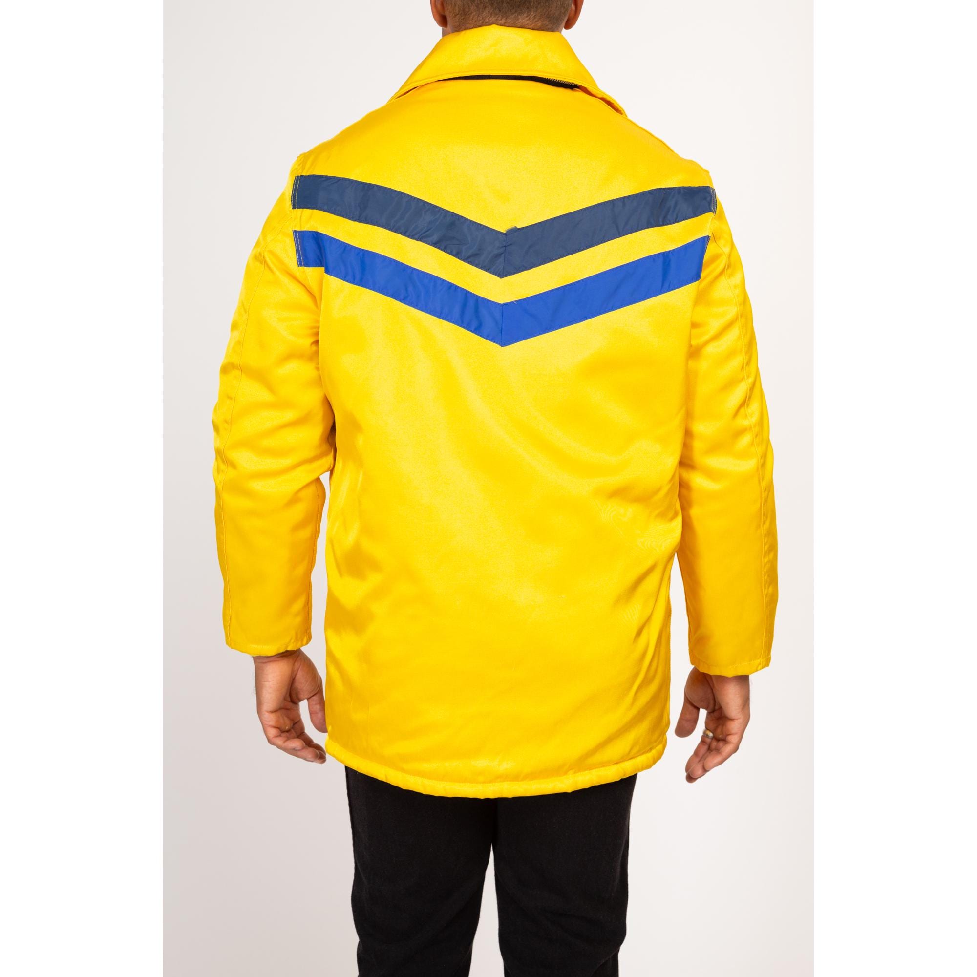 Medium 70s Yellow Fireman Jacket | Vintage Insulated Zip up
