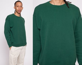90s Lee Green Crewneck Sweatshirt Men's Large | Vintage Blank Slouchy Plain Pullover