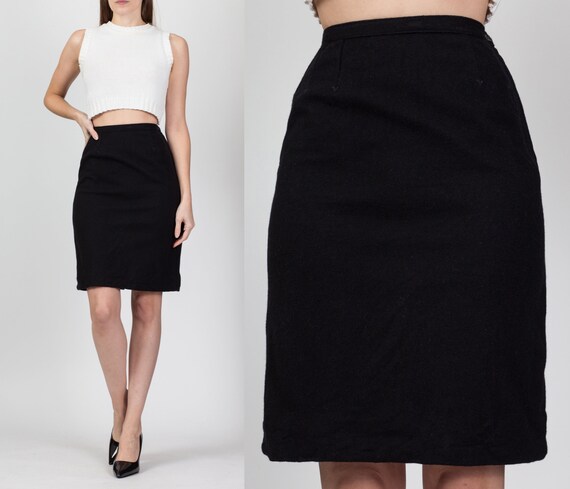 60s Black Wool Western Mini Skirt Extra 