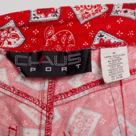 XS 90s Red Bandana Print Shorts, 24.5" | Vintage … - image 7