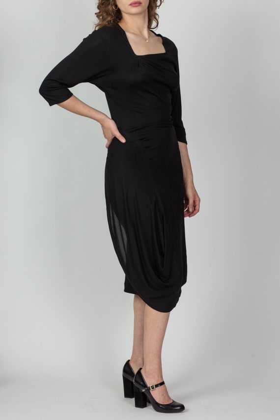 1940s Black Rayon Crepe Dress, As Is Small | Vint… - image 4