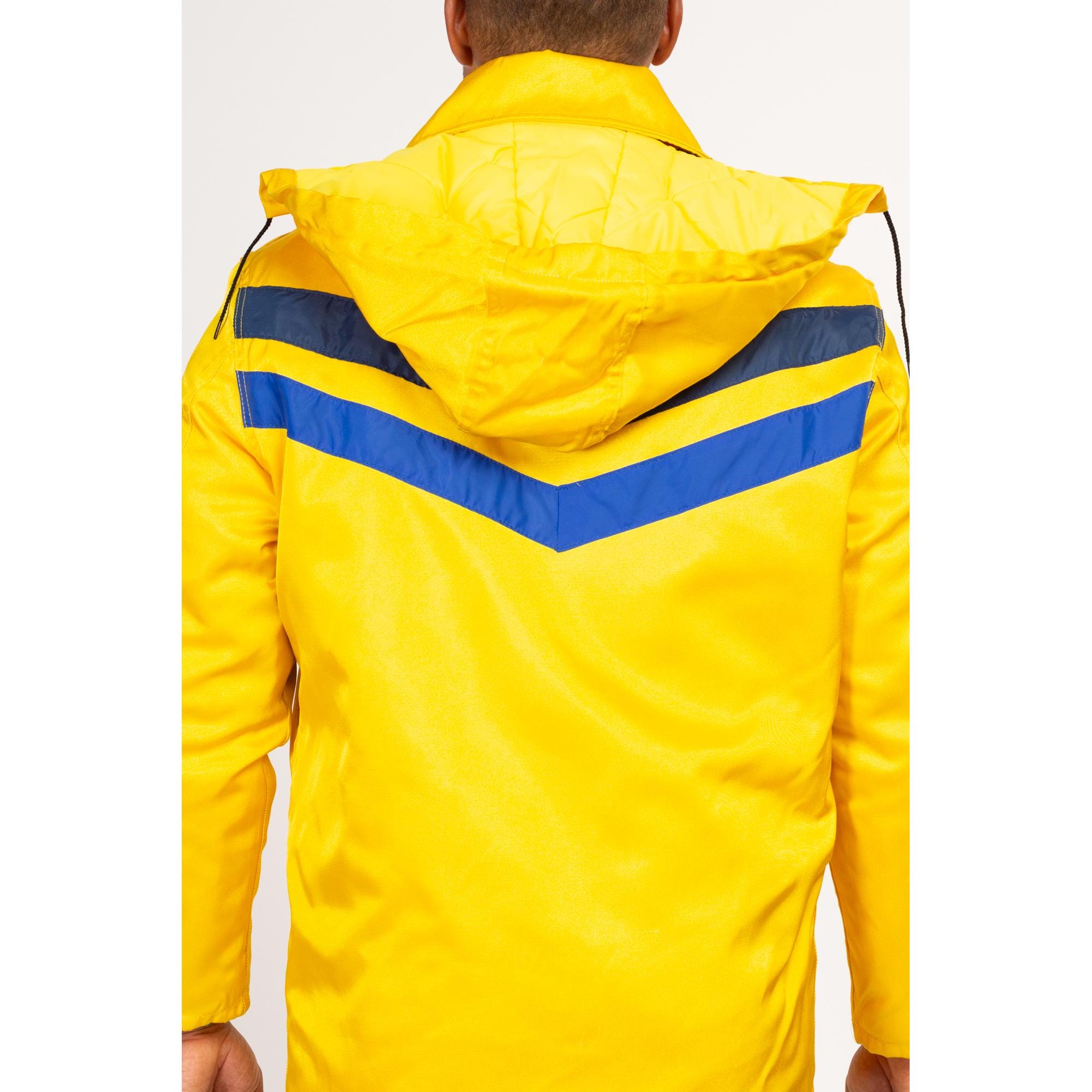 Medium 70s Yellow Fireman Jacket | Vintage Insulated Zip up