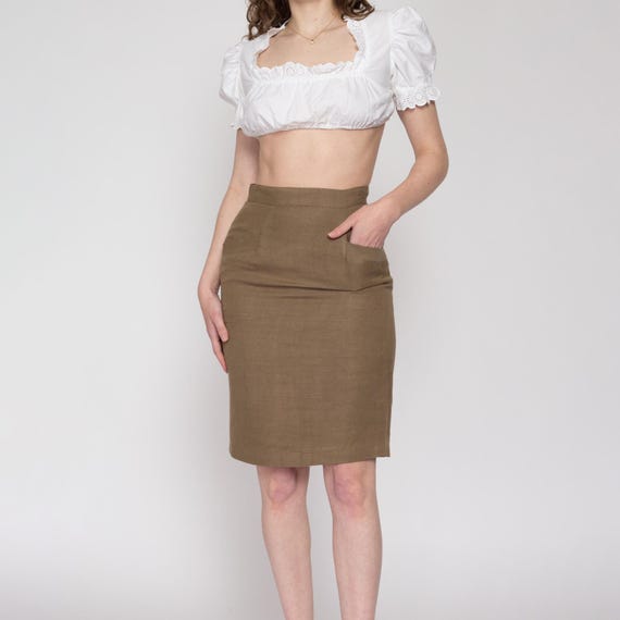 Khaki pencil skirt 90s sales