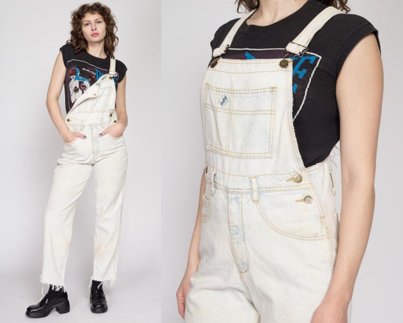 Medium 90s Guess Distressed Denim Overalls Vintage Faded Georges