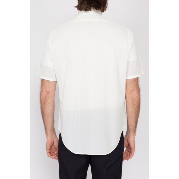 Large 70s Sheer White Short Sleeve Collared Shirt… - image 6