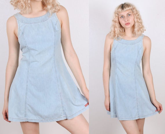 90s Bongo Denim Dress Vintage Grunge Tank Sleeveless Dress Medium Etsy Singapore