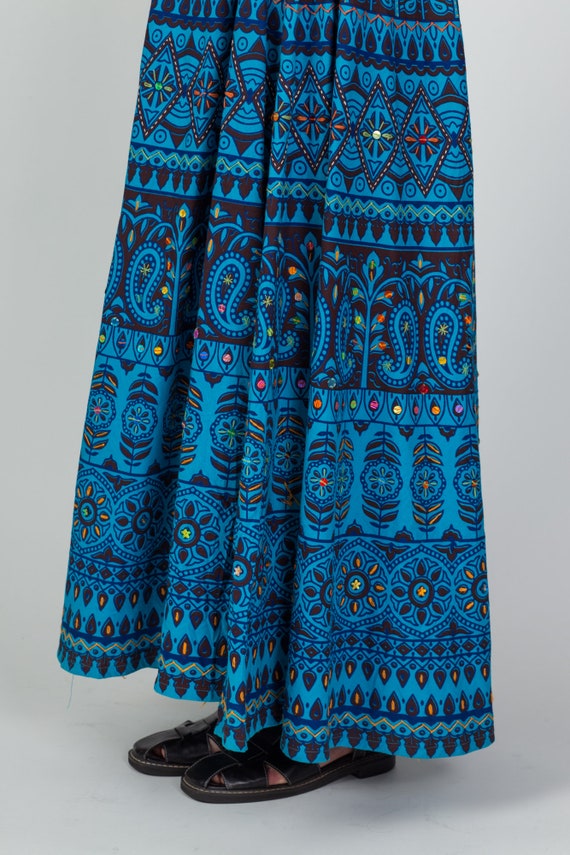 Vintage 70s Blue Indian Block Print Skirt Small t… - image 6