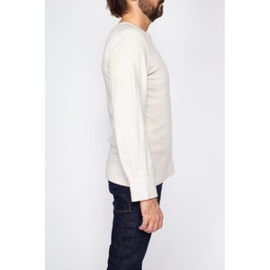 Medium 70s White Cotton Henley Thermal Shirt Vintage Plain Long Sleeve Undershirt Top image 4