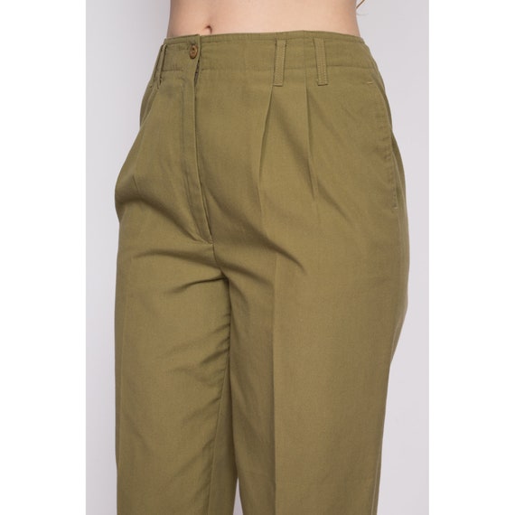 Medium 80s Olive High Waisted Trousers 28" | Vint… - image 6