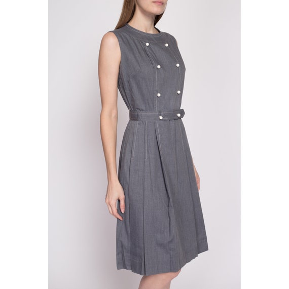 60s Grey Double Breasted Fit & Flare Dress Small … - image 3