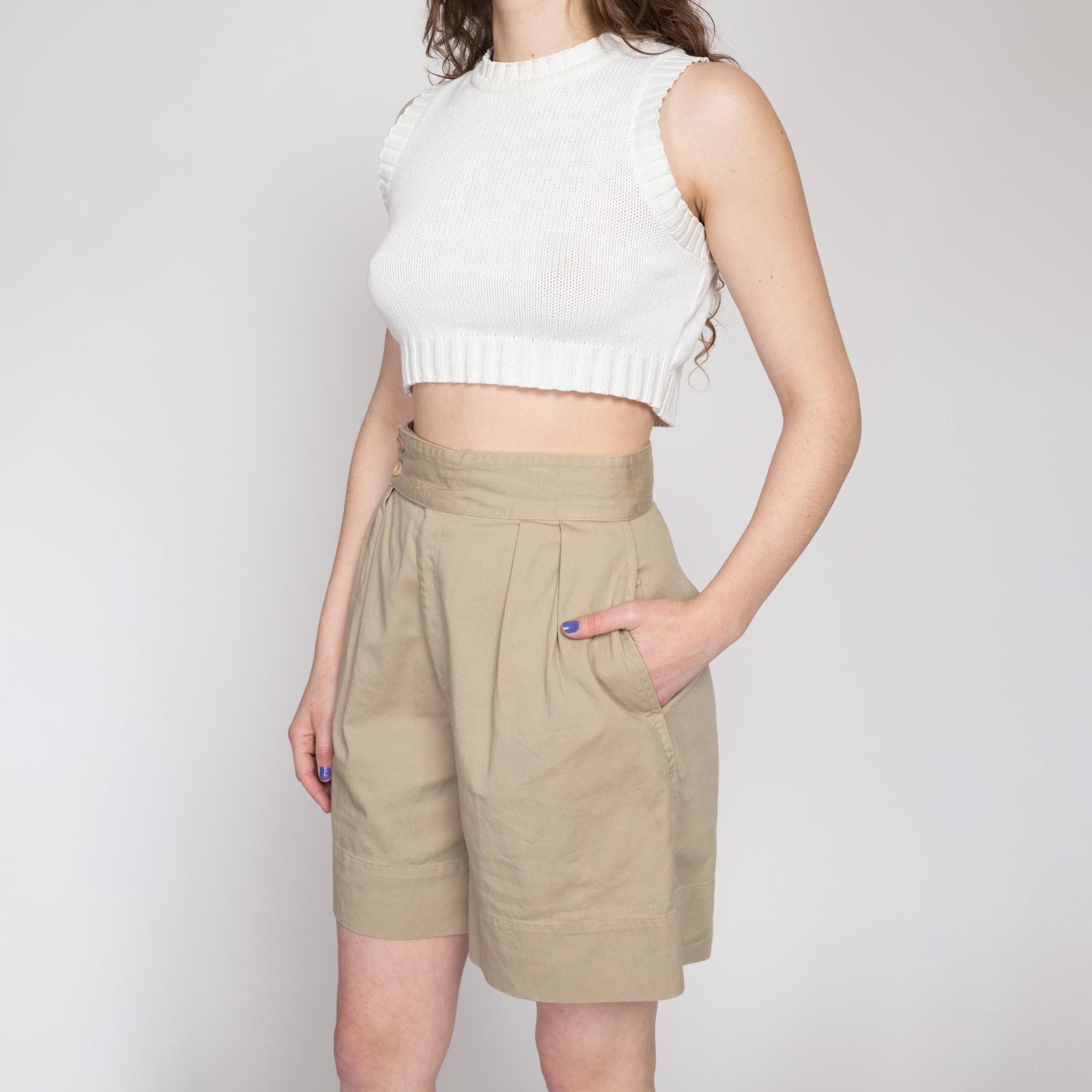 Sm-med 80s Khaki Pleated Shorts 27
