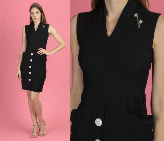 Vintage 40s 50s Little Black Wiggle Dress - Extra
