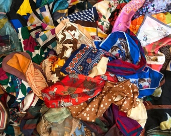 Vintage Scarf Lot | Boho Mod Wholesale Assorted Colors Sizes Fabrics Lot of 3, 5, 10, 15