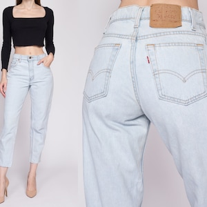 Small Vintage Levis 551 High Waisted Mom Jeans 28 80s 90s Levi's Light Wash Denim Relaxed Fit Tapered Leg Jeans image 1