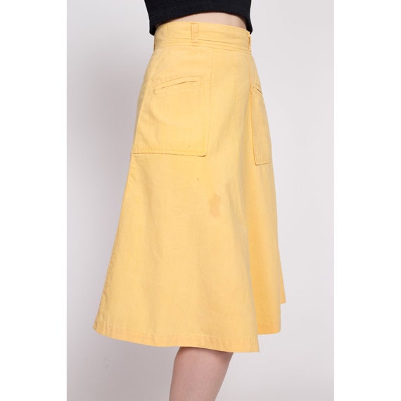 70s Canary Yellow Pocket Skirt Extra Small, 24.5"… - image 3