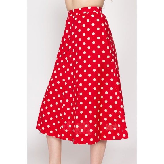 スカート RED AND WHITE MIDI SKIRT XS Retro 1950s Red & White Polka Dot Midi Skirt 24.5