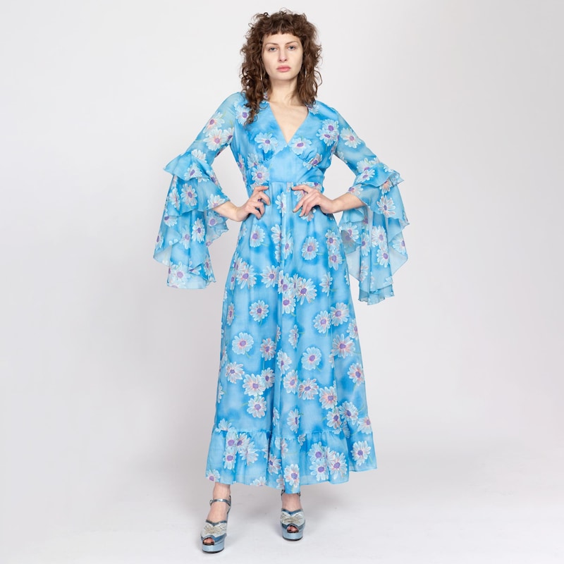 Blue White Boho Dress