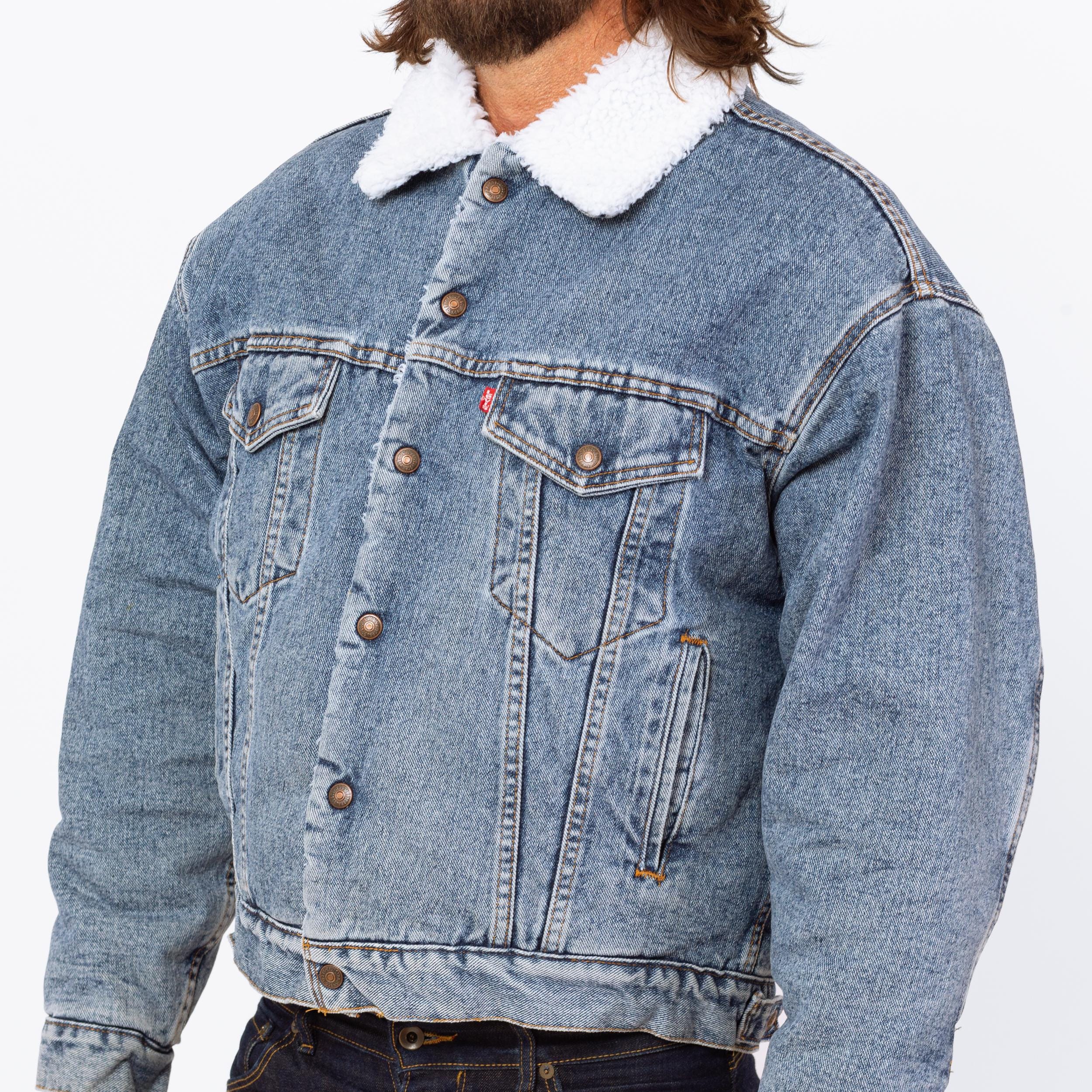Vintage 80s Levi's Denim Sherpa Jacket - Medium | Stonewashed