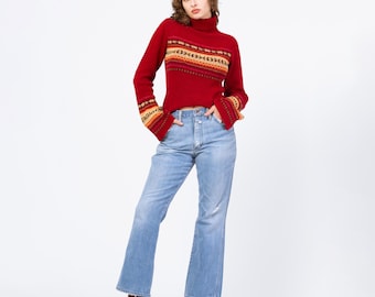 Vintage 70s Wrangler Flared Unisex Jeans - 31x30 | Light Wash Distressed Denim High Waisted Bootcut Jeans